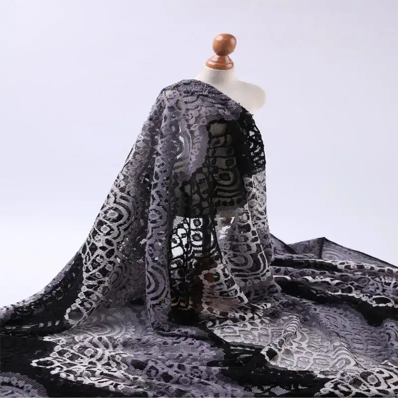 China Fabric for Shirt,Skirt Lace Knit Fabric Polyester Spandex Grey color buy from China wholesaler bulk order at wholesale price free worldwide shipping Alibaba
