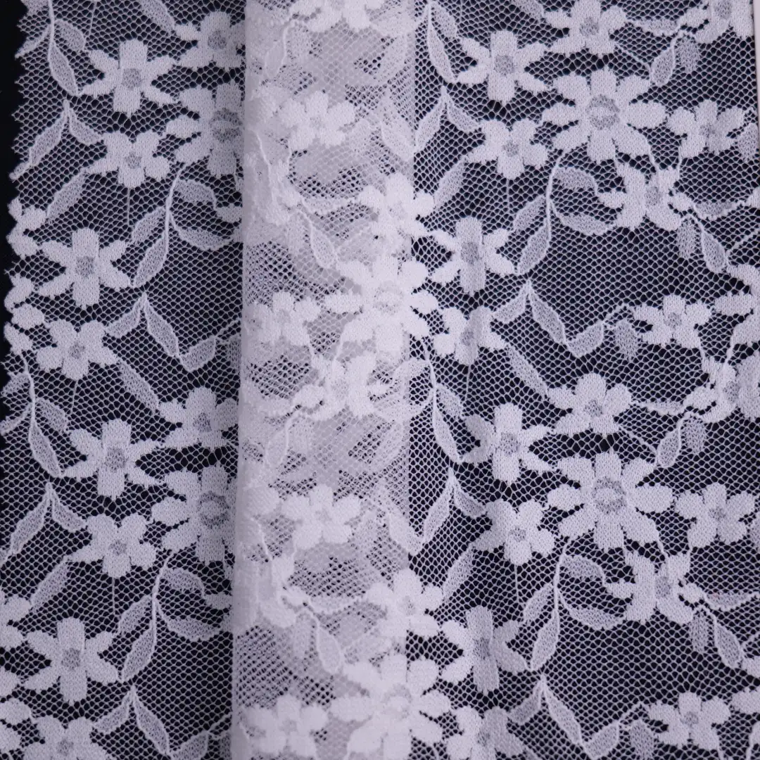 China Fabric for T-Shirt,Skirt Lace Knit Fabric Polyester Spandex White color buy from China wholesaler bulk order at wholesale price free worldwide shipping Alibaba