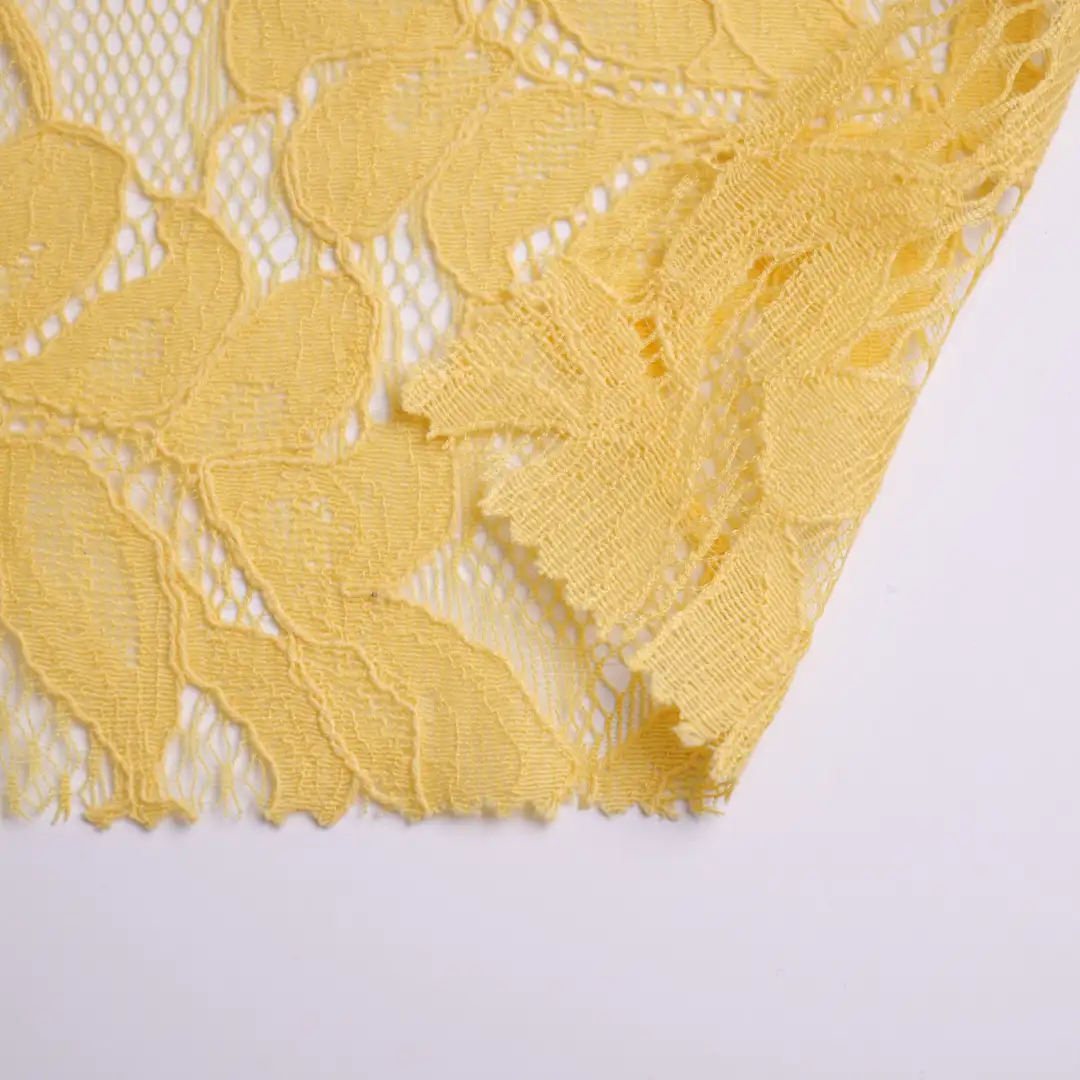 China Fabric for Shirt,Skirt,Dresses (Pullover)  Lace Knit Fabric Cotton Nylon Yellow color buy from China wholesaler bulk order at wholesale price free worldwide shipping Alibaba