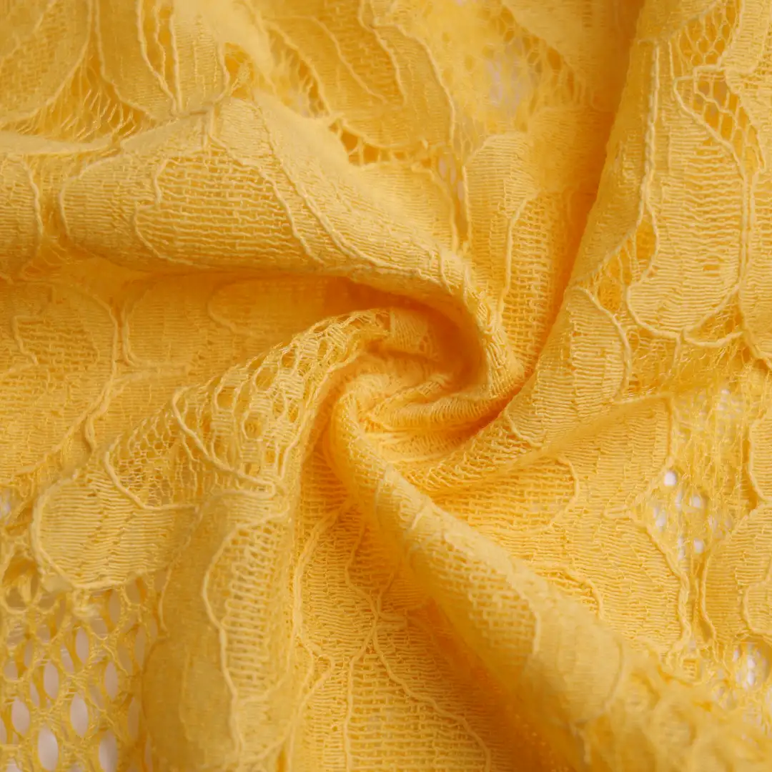 China Fabric for Shirt,Skirt,Dresses (Pullover)  Lace Knit Fabric Cotton Nylon Yellow color buy from China wholesaler bulk order at wholesale price free worldwide shipping Alibaba