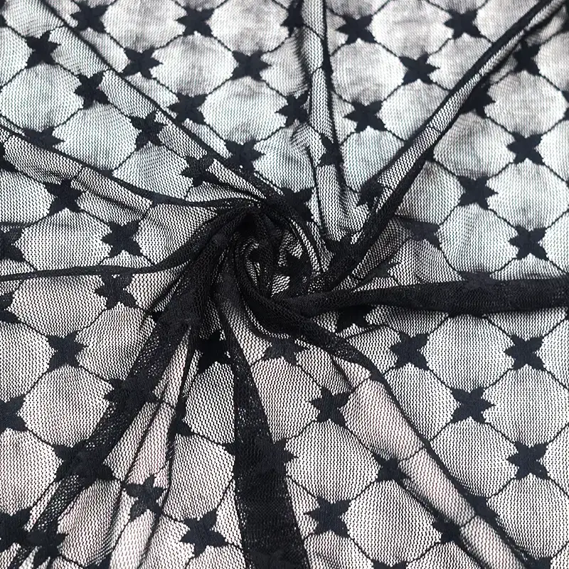 China Fabric for Skirt Lace Knit Fabric Nylon Spandex Black color buy from China wholesaler bulk order at wholesale price free worldwide shipping Alibaba