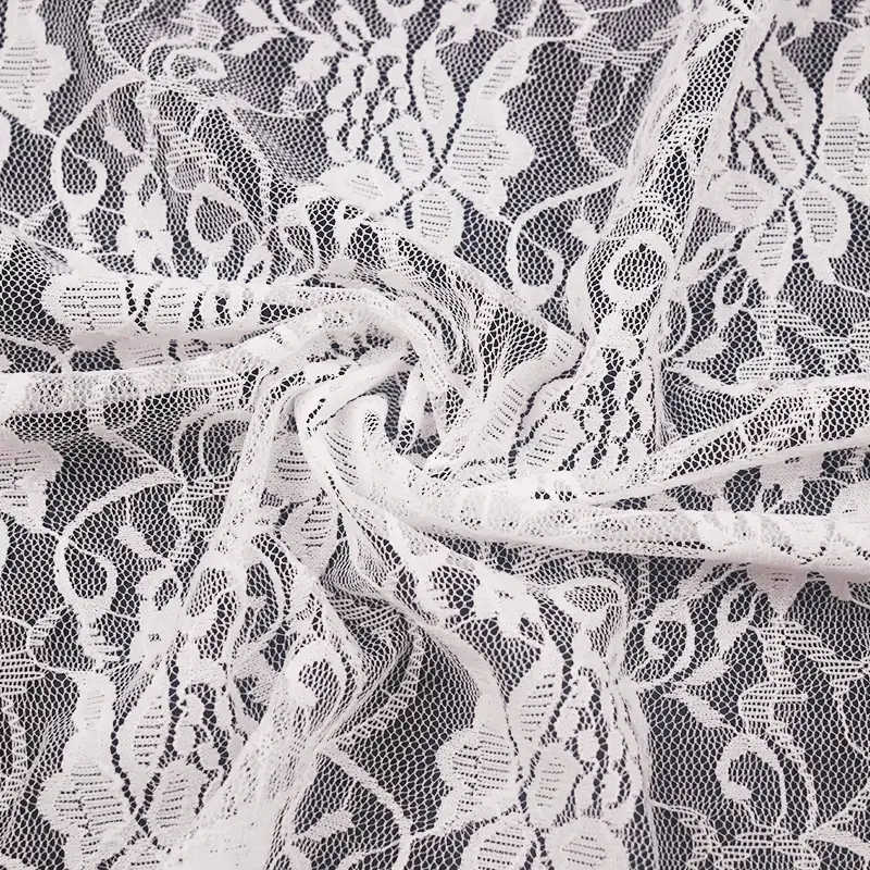 China Fabric for T-Shirt,Skirt Lace Knit Fabric Nylon Spandex White color buy from China wholesaler bulk order at wholesale price free worldwide shipping Alibaba