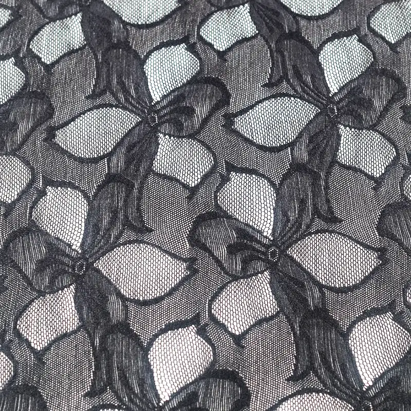 China Fabric for Skirt Lace Knit Fabric Nylon Spandex Black color buy from China wholesaler bulk order at wholesale price free worldwide shipping Alibaba
