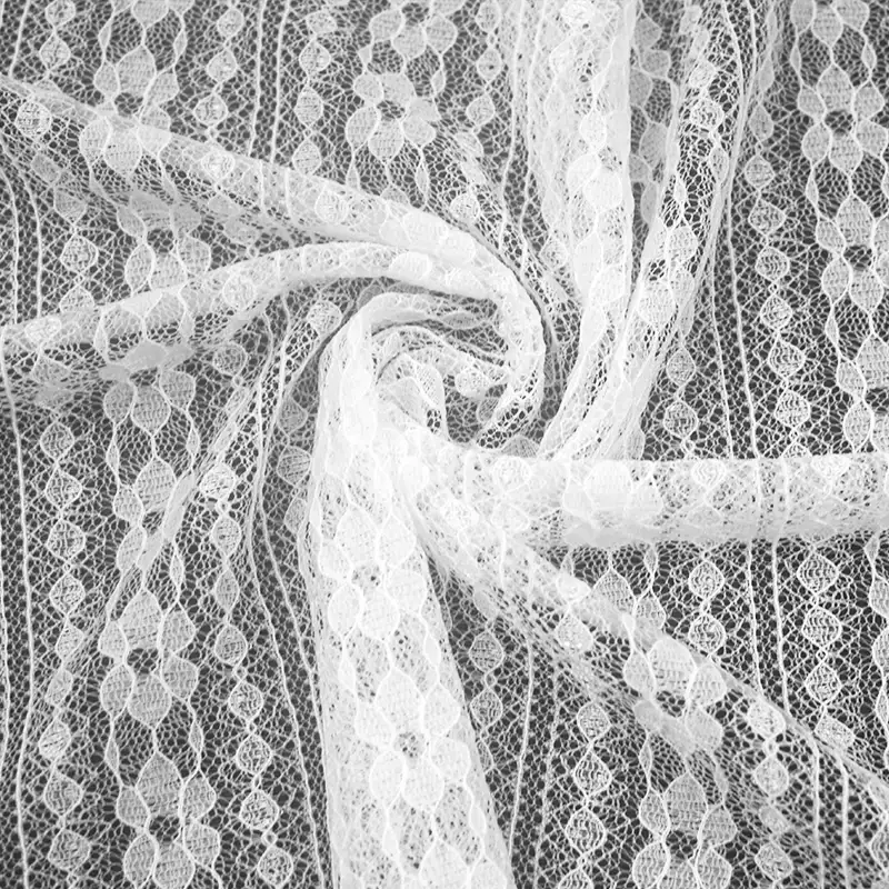 China Fabric for Skirt Lace Knit Fabric Nylon Spandex White color buy from China wholesaler bulk order at wholesale price free worldwide shipping Alibaba