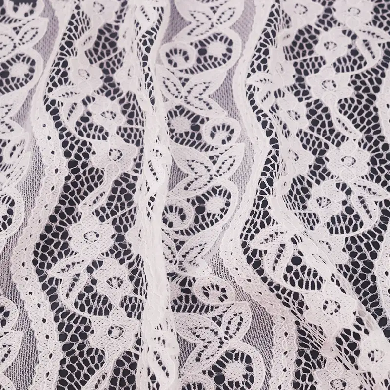 China Fabric for Skirt Lace Knit Fabric Nylon Spandex White color buy from China wholesaler bulk order at wholesale price free worldwide shipping Alibaba