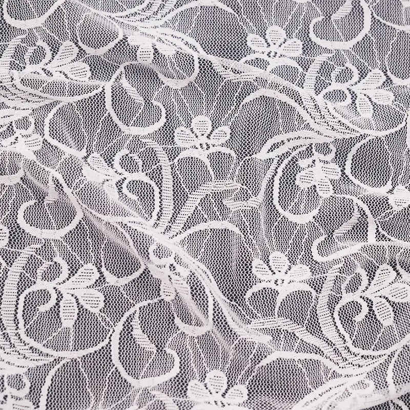 China Fabric for Skirt Lace Knit Fabric Nylon Spandex White color buy from China wholesaler bulk order at wholesale price free worldwide shipping Alibaba