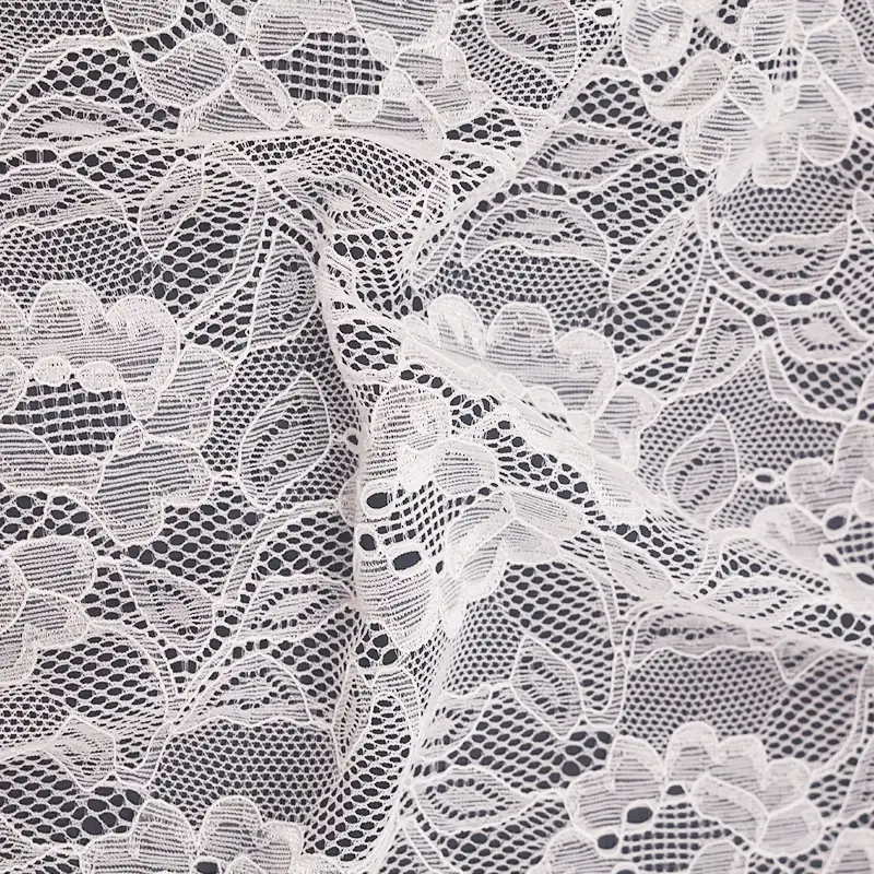 China Fabric for T-Shirt,Skirt Lace Knit Fabric Nylon Spandex White color buy from China wholesaler bulk order at wholesale price free worldwide shipping Alibaba