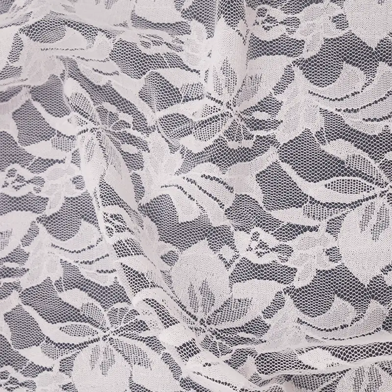 China Fabric for Skirt Lace Knit Fabric Nylon Spandex White color buy from China wholesaler bulk order at wholesale price free worldwide shipping Alibaba