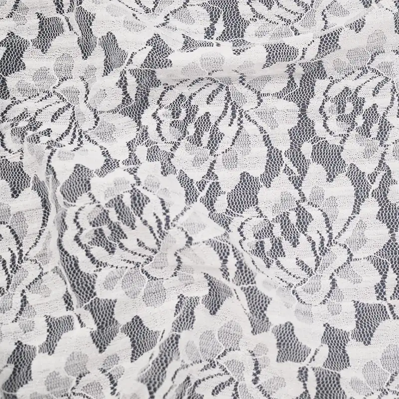 China Fabric for T-Shirt,Skirt Lace Knit Fabric Nylon Spandex White color buy from China wholesaler bulk order at wholesale price free worldwide shipping Alibaba