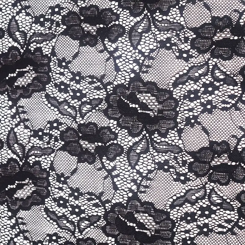China Fabric for Skirt Lace Knit Fabric Nylon Spandex Black color buy from China wholesaler bulk order at wholesale price free worldwide shipping Alibaba