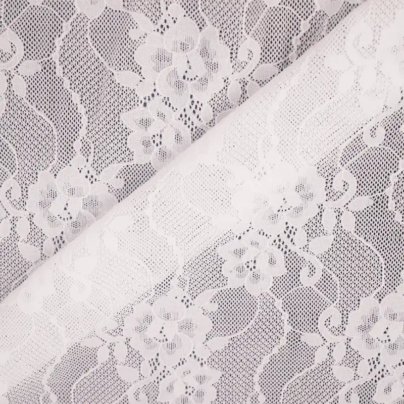China Fabric for Lingerie,Skirt Lace Knit Fabric Nylon Spandex White color buy from China wholesaler bulk order at wholesale price free worldwide shipping Alibaba