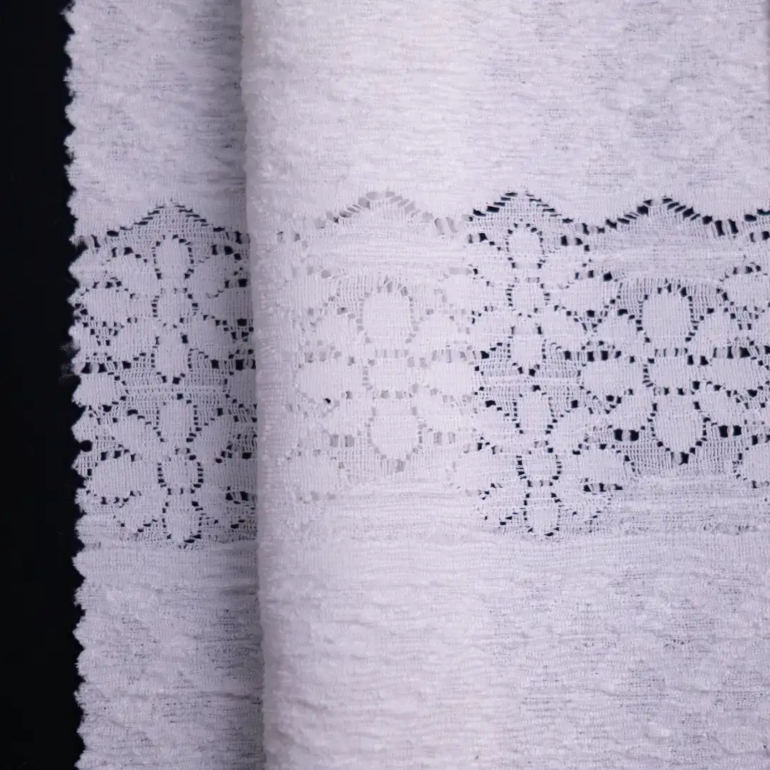 China Fabric for T-Shirt,Lingerie,Skirt Lace Knit Fabric Polyester Spandex White color buy from China wholesaler bulk order at wholesale price free worldwide shipping Alibaba