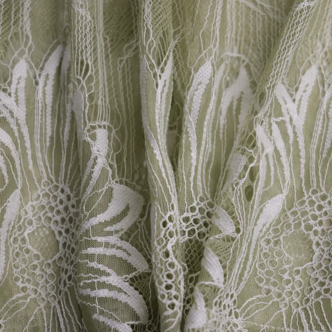 China Fabric for Skirt,Dresses (Pullover)  Lace Knit Fabric Cotton Nylon Green color buy from China wholesaler bulk order at wholesale price free worldwide shipping Alibaba