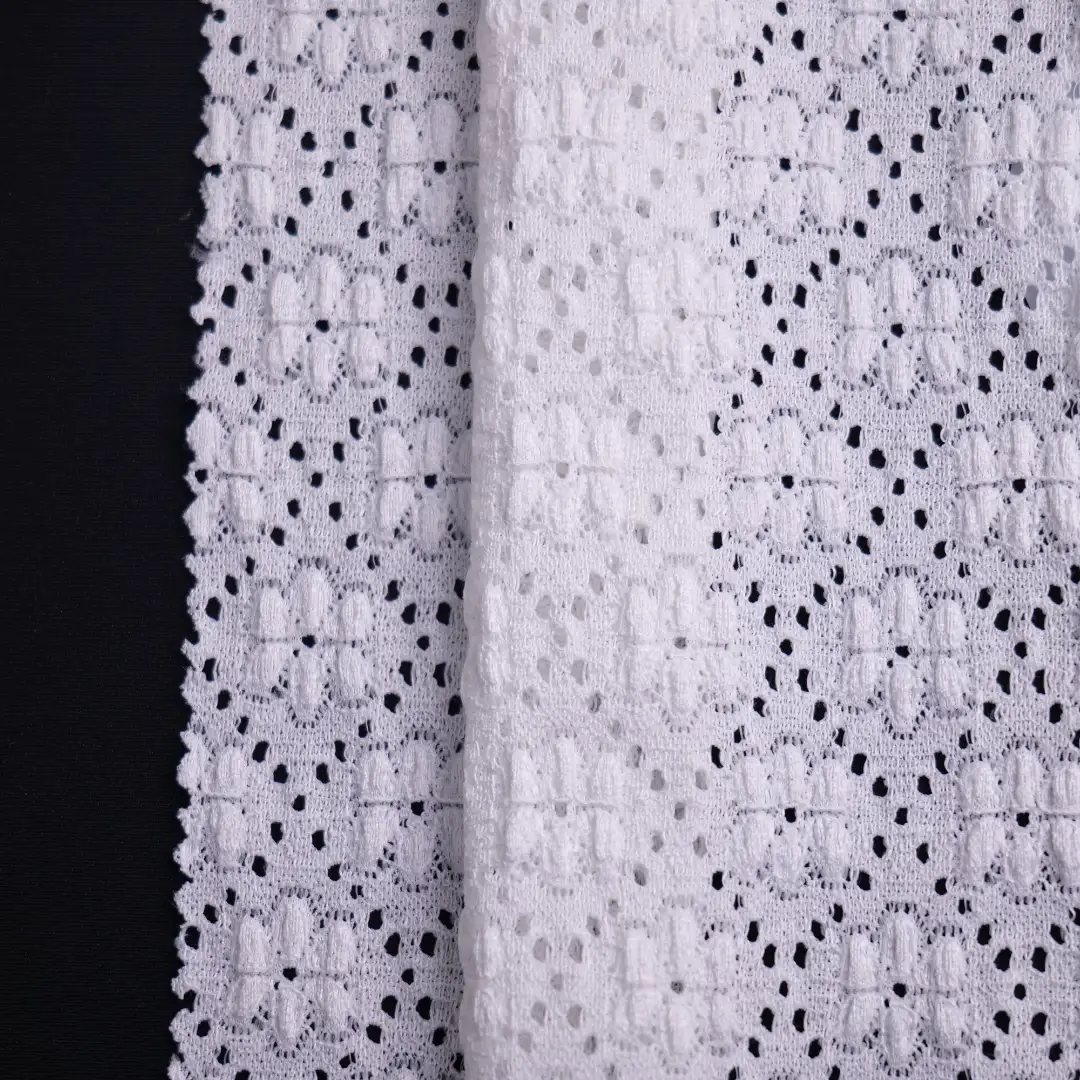 China Fabric for Polo Shirt,Skirt Lace Knit Fabric Spandex Polyester White color buy from China wholesaler bulk order at wholesale price free worldwide shipping Alibaba
