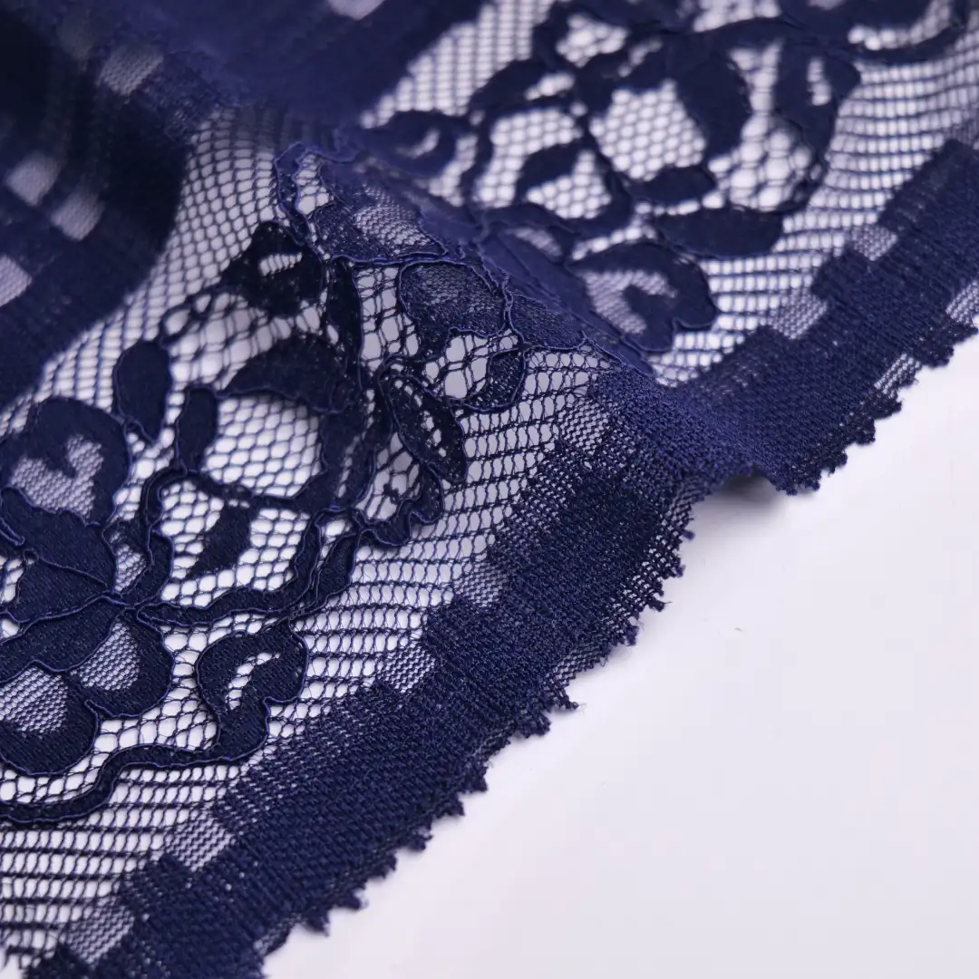 China Fabric for Skirt Lace Knit Fabric Nylon Cotton DarkBlue color buy from China wholesaler bulk order at wholesale price free worldwide shipping Alibaba