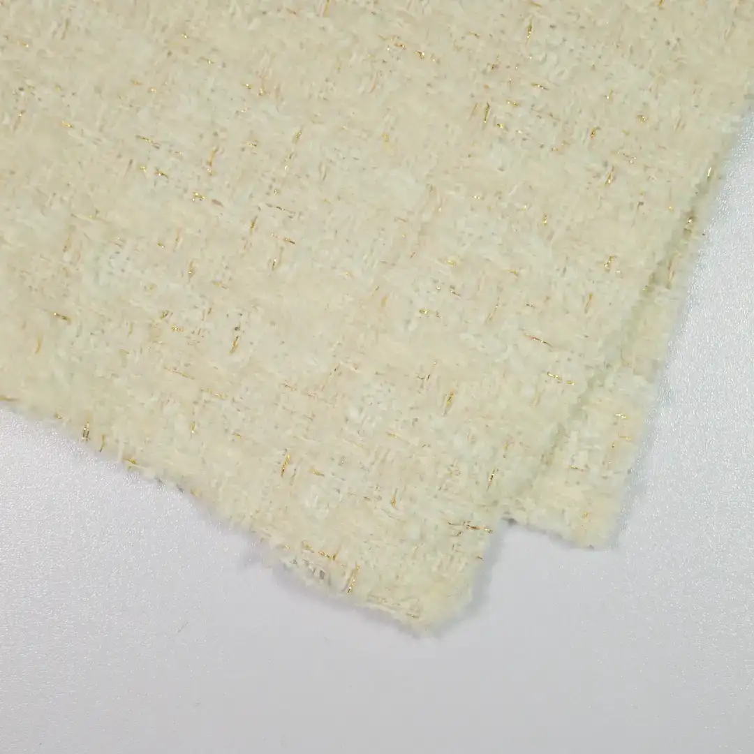 China Fabric for Skirt,Suit,Uniform Chanel-Style Fabric Woolen Lurex Wool Beige color buy from China wholesaler bulk order at wholesale price free worldwide shipping Alibaba