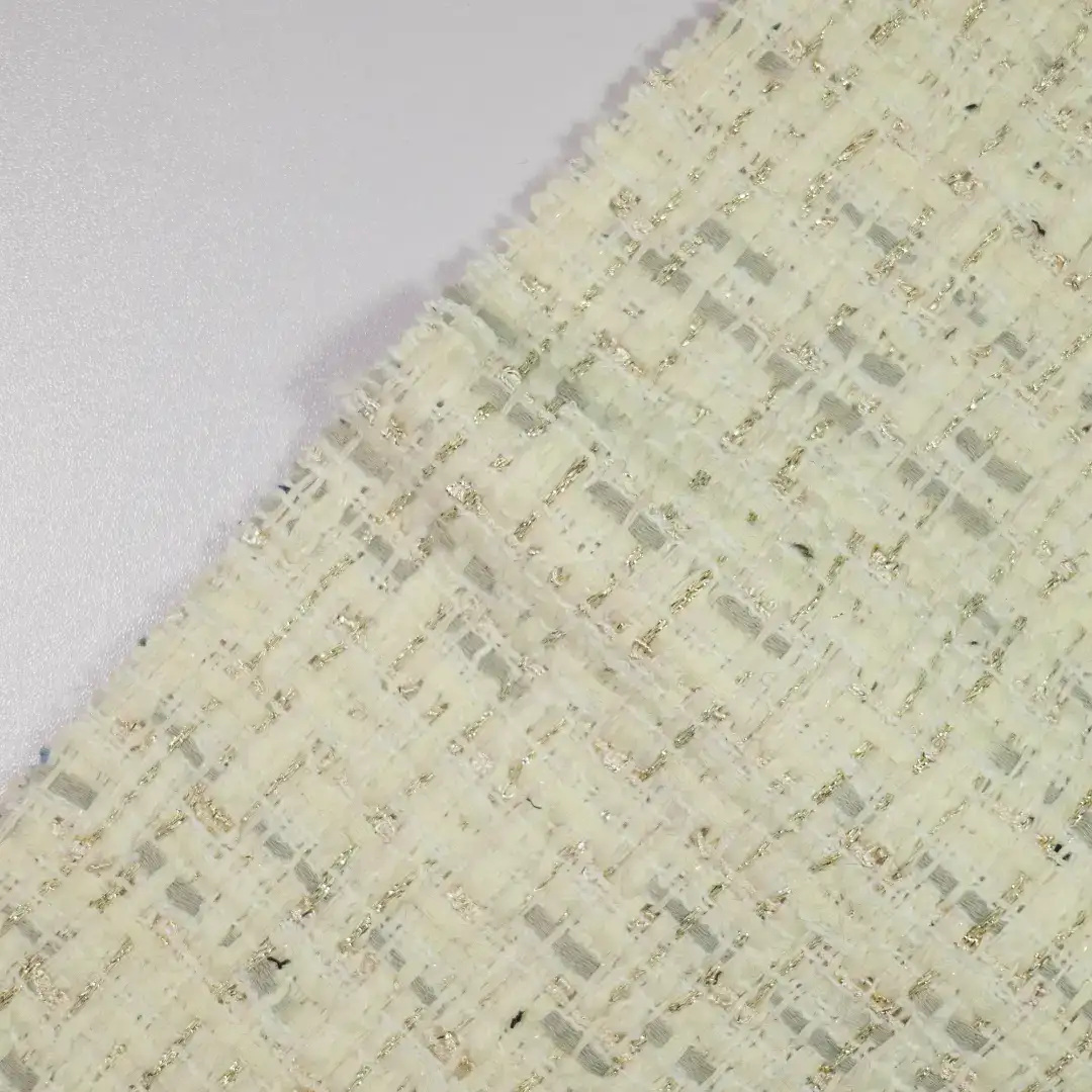 China Fabric for Jackets,Suit,Uniform Chanel-Style Fabric Woolen Polyester Wool Lurex Beige color buy from China wholesaler bulk order at wholesale price free worldwide shipping Alibaba