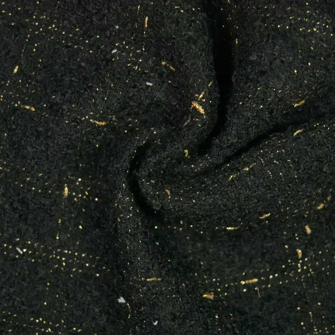 China Fabric for Suit,Uniform Chanel-Style Fabric Woolen Polyester Wool Cotton Viscose Lurex Black color buy from China wholesaler bulk order at wholesale price free worldwide shipping Alibaba