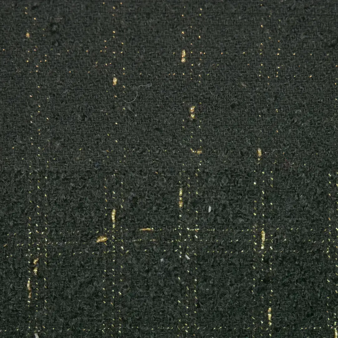 China Fabric for Suit,Uniform Chanel-Style Fabric Woolen Polyester Wool Cotton Viscose Lurex Black color buy from China wholesaler bulk order at wholesale price free worldwide shipping Alibaba