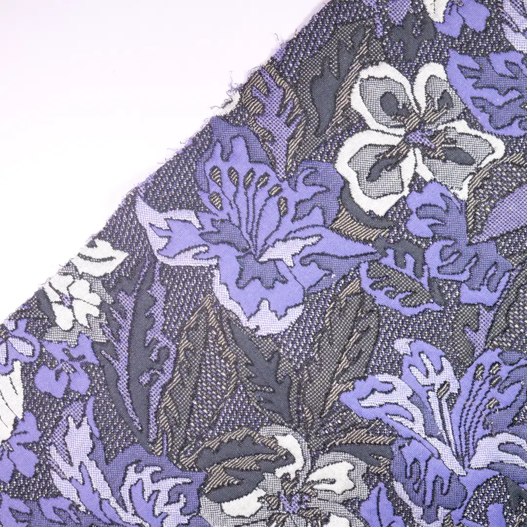 China Fabric for Jackets,Skirt Jacquard Knit Fabric Rayon Lurex Spandex Polyester BlueViolet color buy from China wholesaler bulk order at wholesale price free worldwide shipping Alibaba