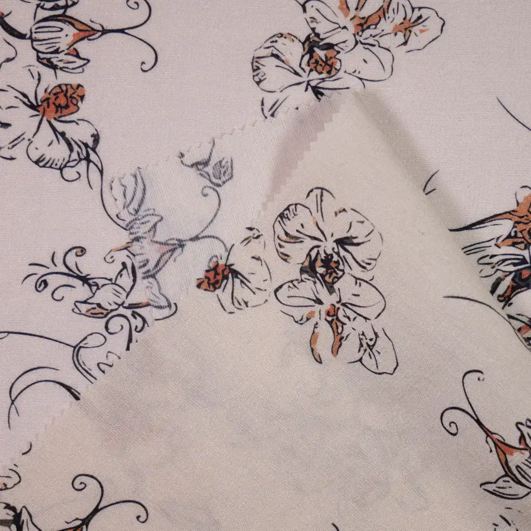 China Fabric for Pants,Skirt,Dresses (Pullover)  Viscose Print Natural Woven Fabric Cotton Rayon AntiqueWhite color buy from China wholesaler bulk order at wholesale price free worldwide shipping Alibaba