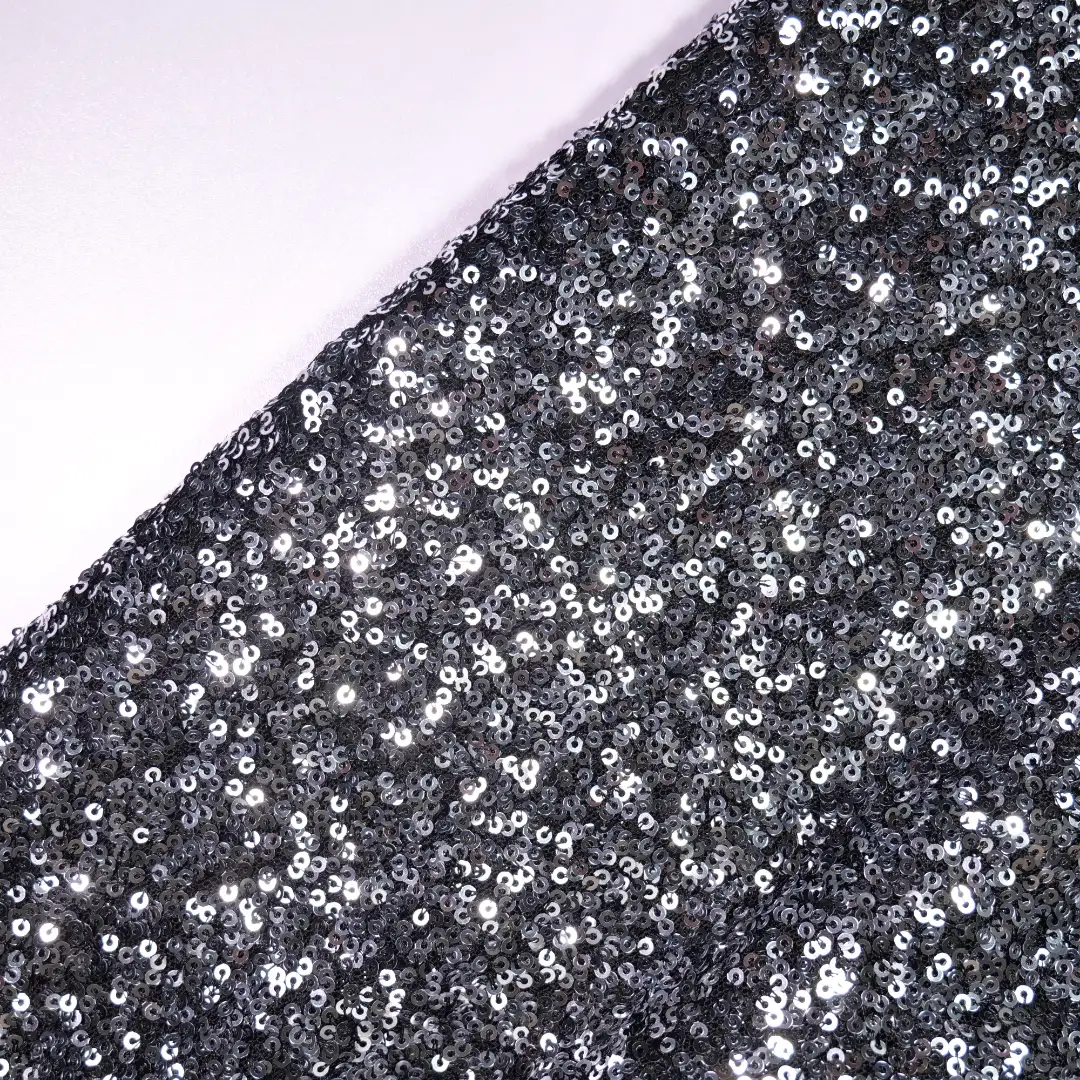 China Fabric for Skirt  Sequined Mesh Fabric Knit Fabric Polyester Spandex silve color buy from China wholesaler bulk order at wholesale price free worldwide shipping Alibaba