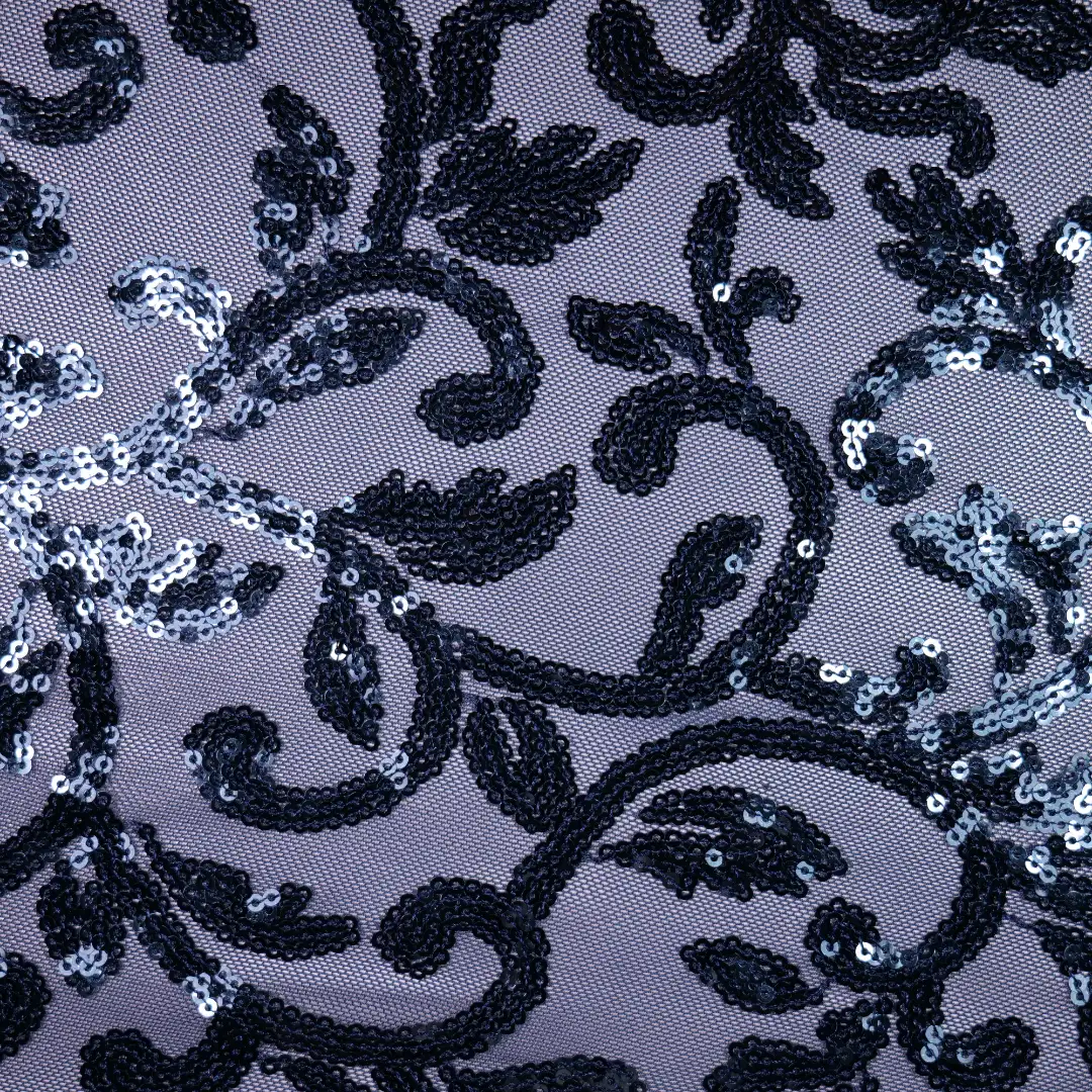 China Fabric for T-Shirt,Skirt  Sequined Mesh Fabric Knit Fabric Polyester Spandex Navy color buy from China wholesaler bulk order at wholesale price free worldwide shipping Alibaba