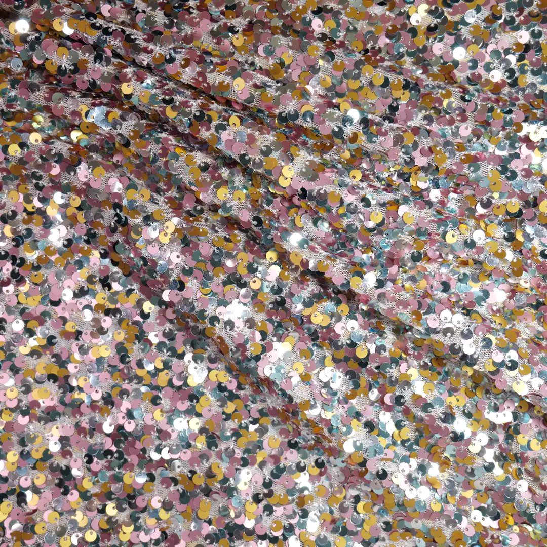 China Fabric for Shorts,Skirt  Sequined Mesh Fabric Knit Fabric Polyester Pink color buy from China wholesaler bulk order at wholesale price free worldwide shipping Alibaba