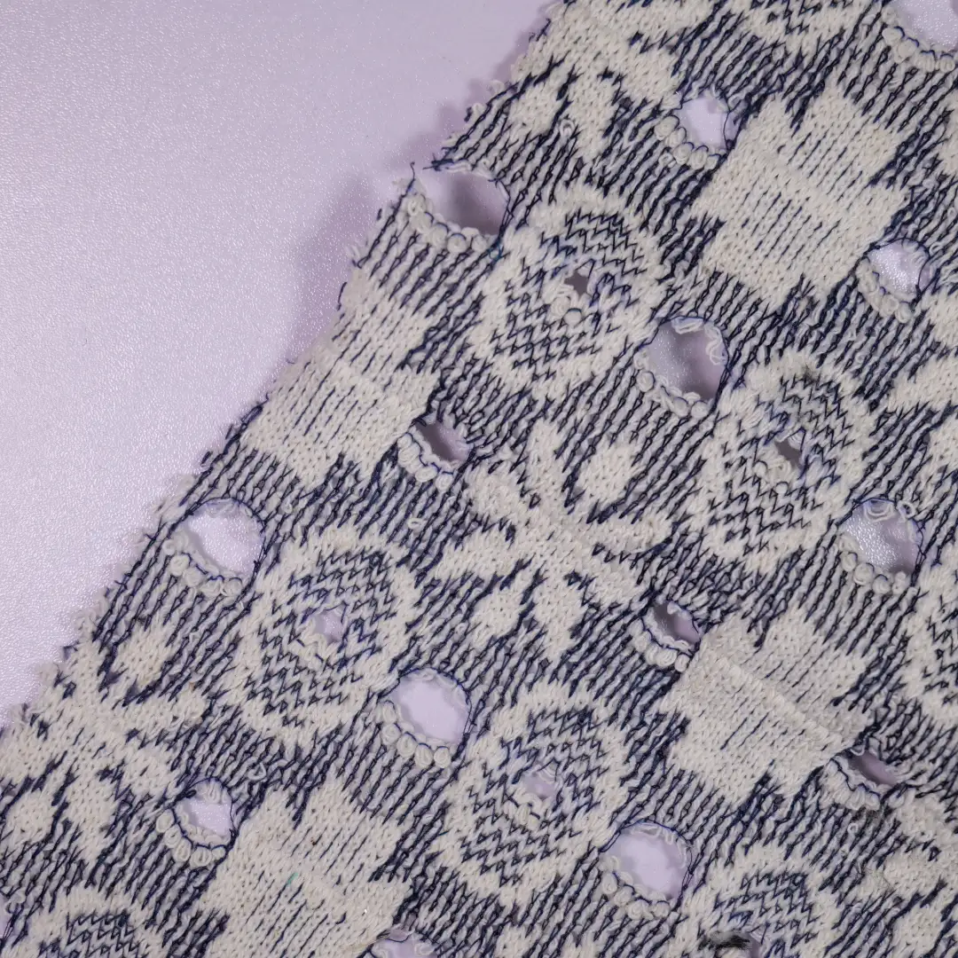 China Fabric for Open Cardigan ,Round Neck Pullover  Jacquard Knit Fabric Polyester Cotton Spandex Gray color buy from China wholesaler bulk order at wholesale price free worldwide shipping Alibaba