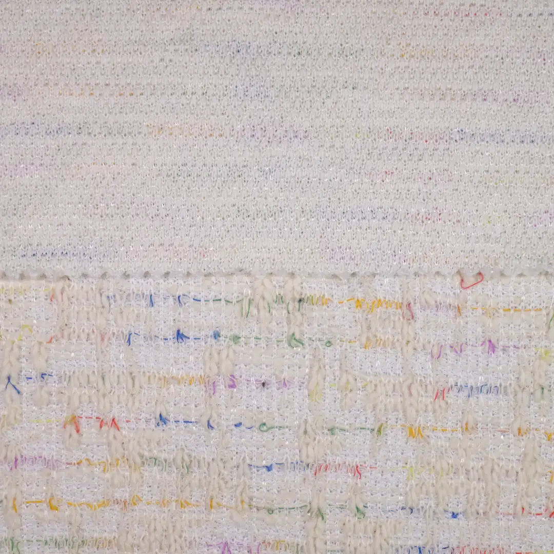 China Fabric for Open Cardigan ,Half-Zipper Cardigan ,Round Neck Pullover ,Crew Neck Pullover ,Crop Top Pullover  Jacquard Knit Fabric Polyester Cotton Spandex white color buy from China wholesaler bulk order at wholesale price free worldwide shipping Alibaba