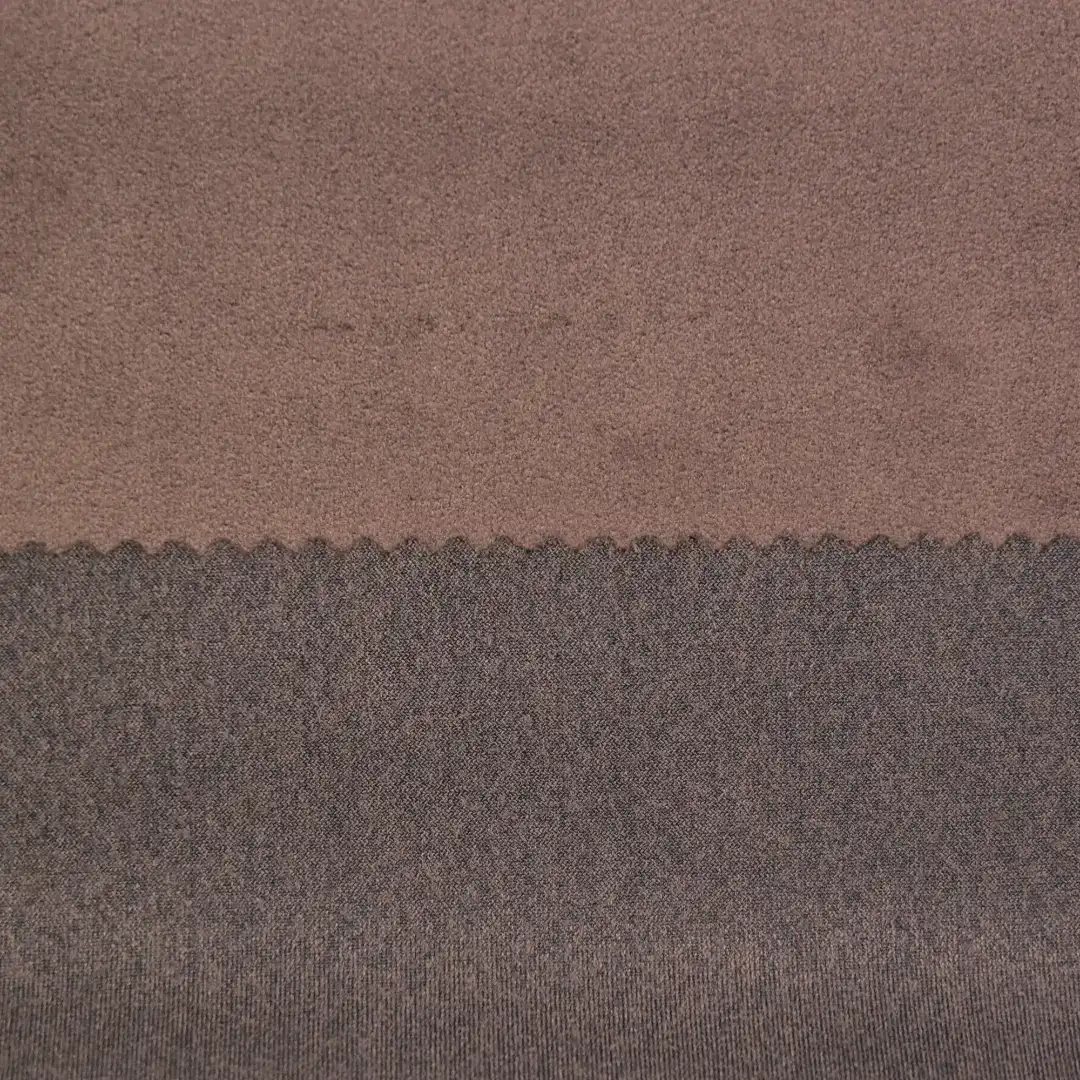 China Fabric for Pants,Jackets,Skirt,Suit Weft Suede Knit Fabric Polyester brown color buy from China wholesaler bulk order at wholesale price free worldwide shipping Alibaba