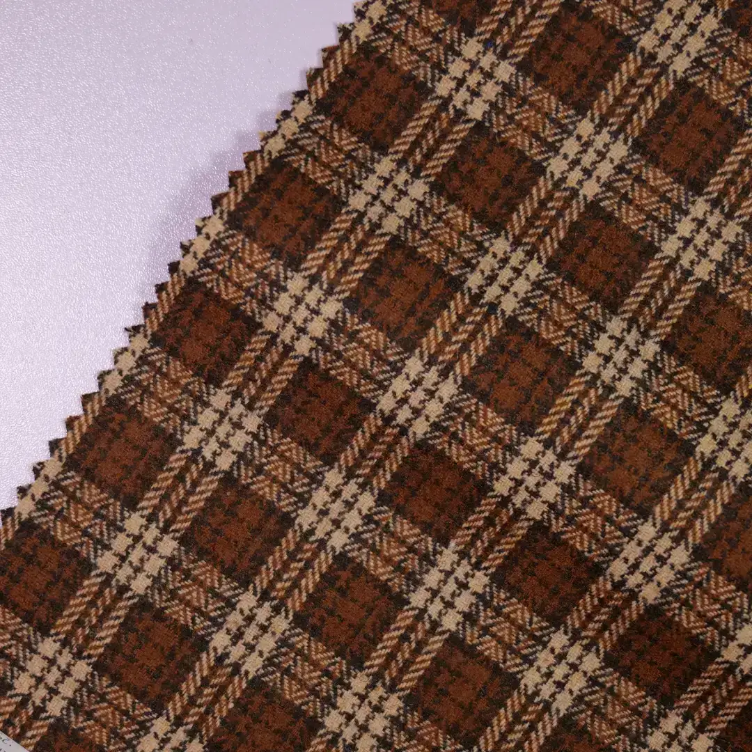 China Fabric for Over Shirt Yarn Dyed Check Synthetic Woven Fabric Chemical Fiber brown color buy from China wholesaler bulk order at wholesale price free worldwide shipping Alibaba