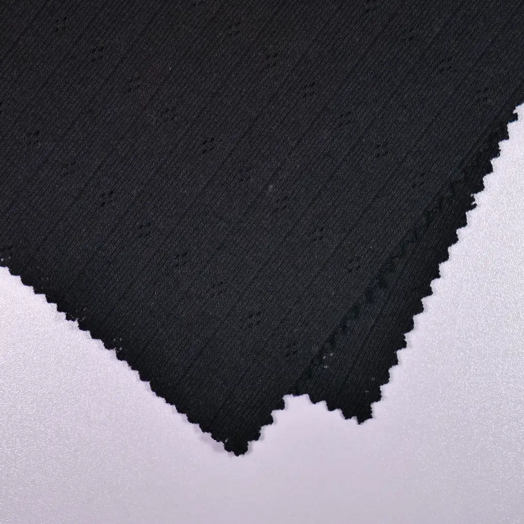 China Fabric for Blouse,Crew Neck Pullover  Jacquard Knit Fabric Cotton Polyester black color buy from China wholesaler bulk order at wholesale price free worldwide shipping Alibaba