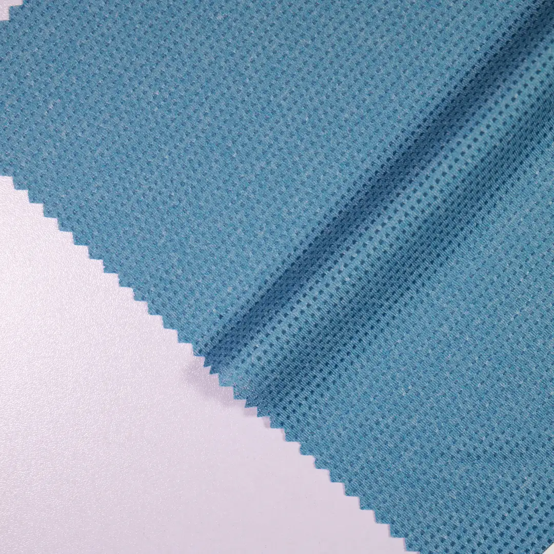 China Fabric for T-Shirt,Polo Shirt Mesh Knit Fabric Polyester Spandex blue color buy from China wholesaler bulk order at wholesale price free worldwide shipping Alibaba
