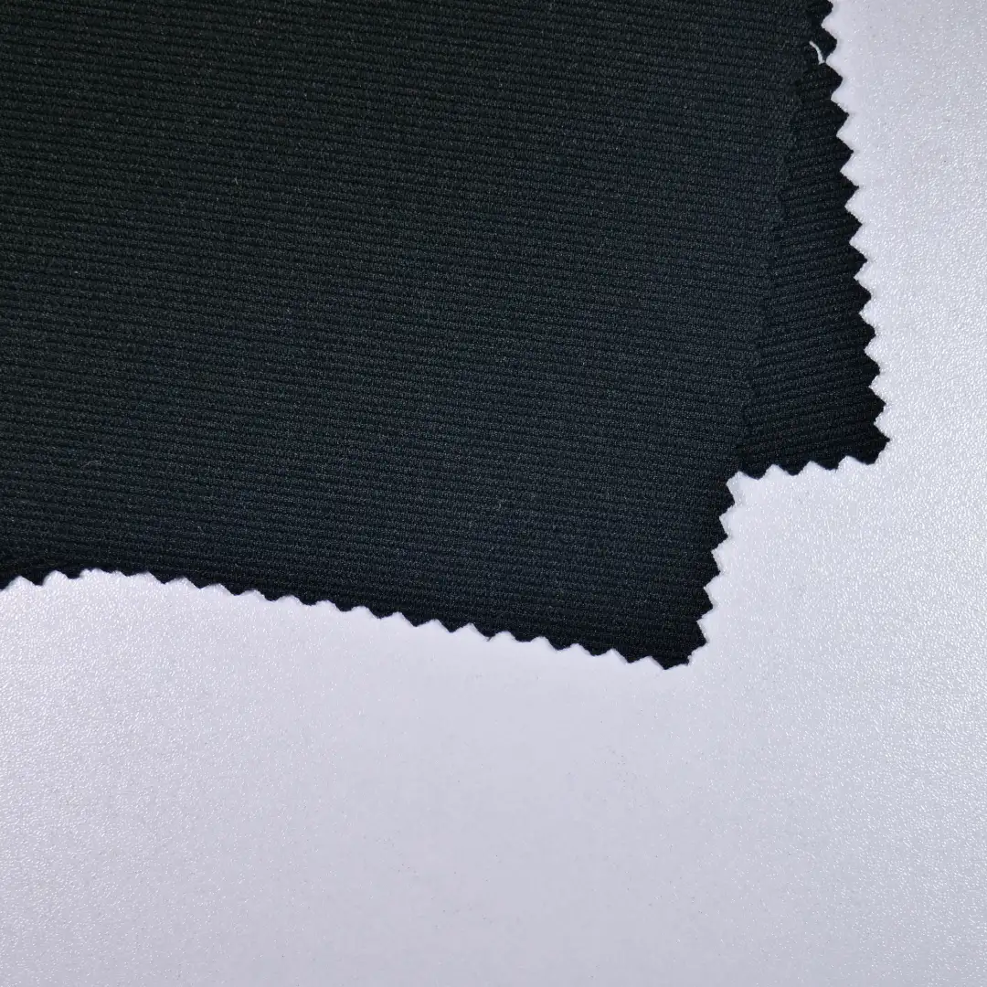 China Fabric for Jackets Ottoman Knit Fabric Polyester Spandex black color buy from China wholesaler bulk order at wholesale price free worldwide shipping Alibaba