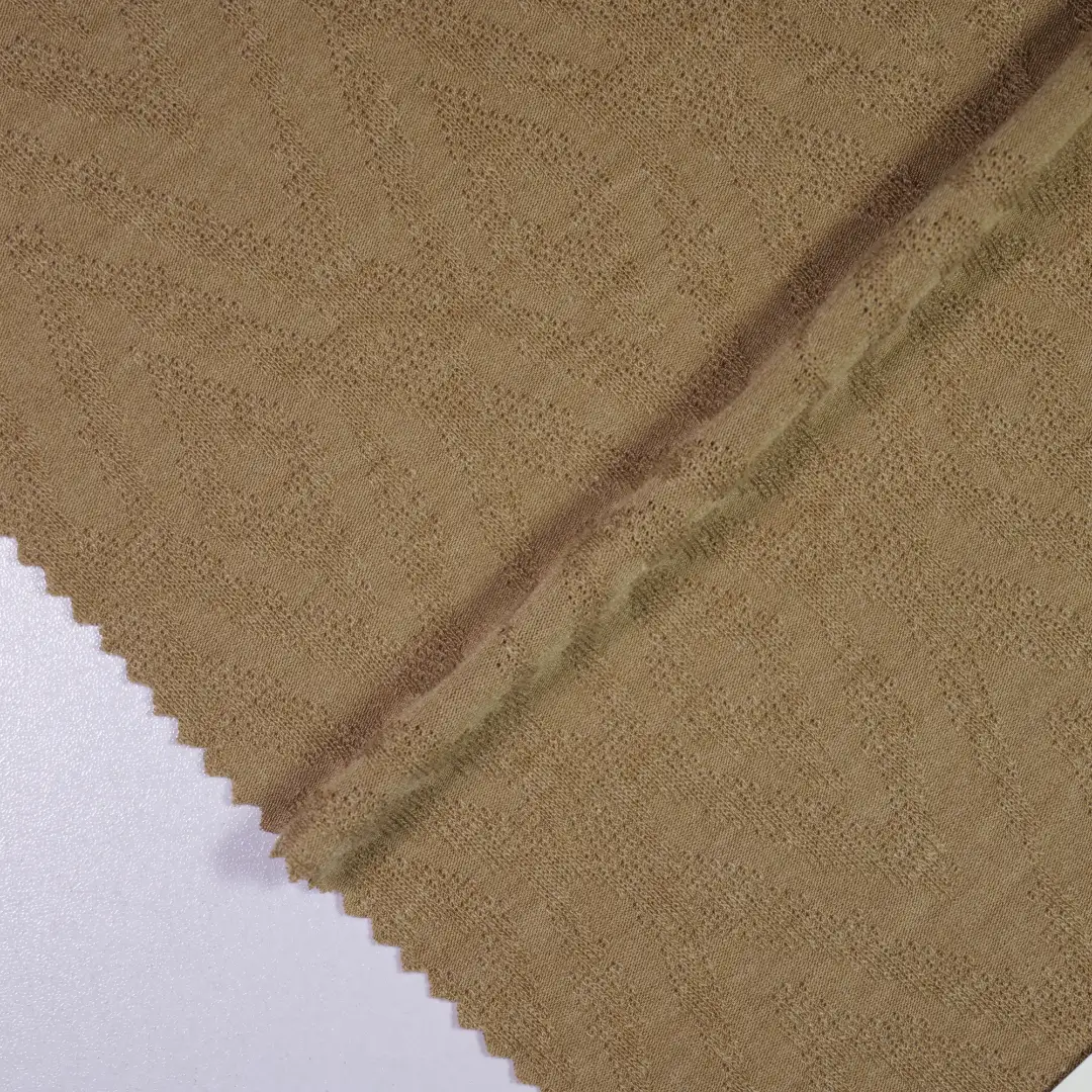 China Fabric for T-Shirt,Polo Shirt Jacquard Knit Fabric Polyester Rayon Spandex brown color buy from China wholesaler bulk order at wholesale price free worldwide shipping Alibaba