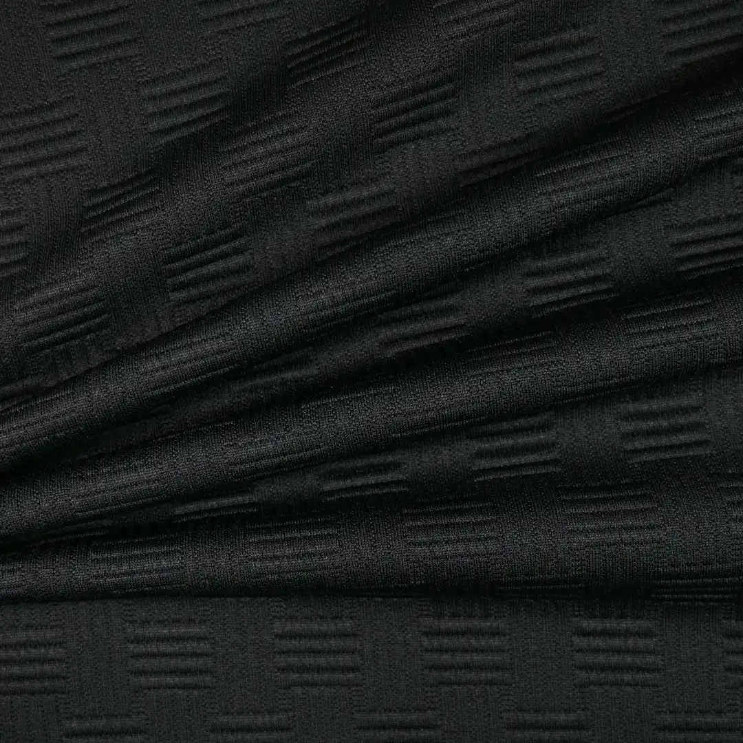 China Fabric for Jackets,Shorts,Hoodie Jacquard Knit Fabric Polyester Spandex black color buy from China wholesaler bulk order at wholesale price free worldwide shipping Alibaba