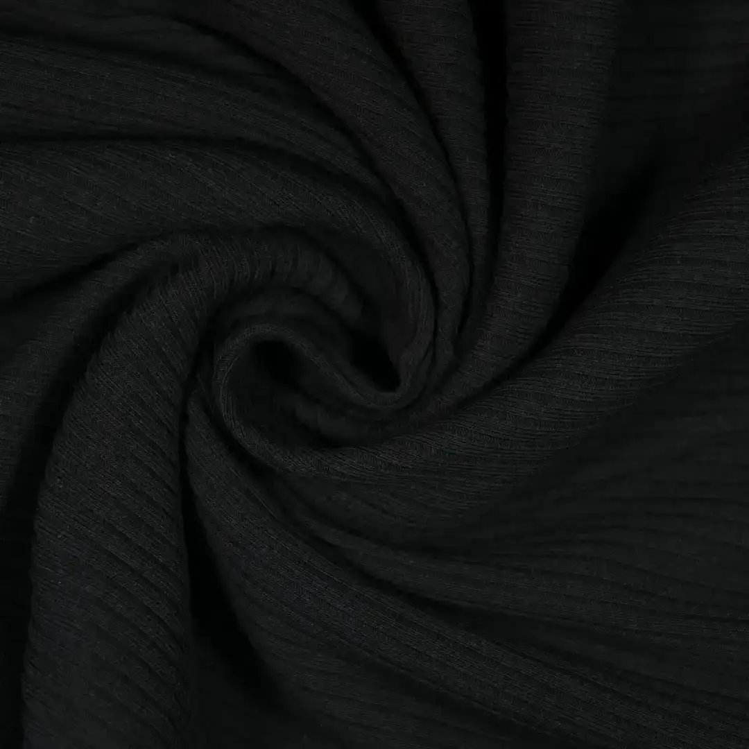 China Fabric for Jackets,Shorts,Ruffle Shirt Dress Rib Knit Fabric Polyester Spandex black color buy from China wholesaler bulk order at wholesale price free worldwide shipping Alibaba