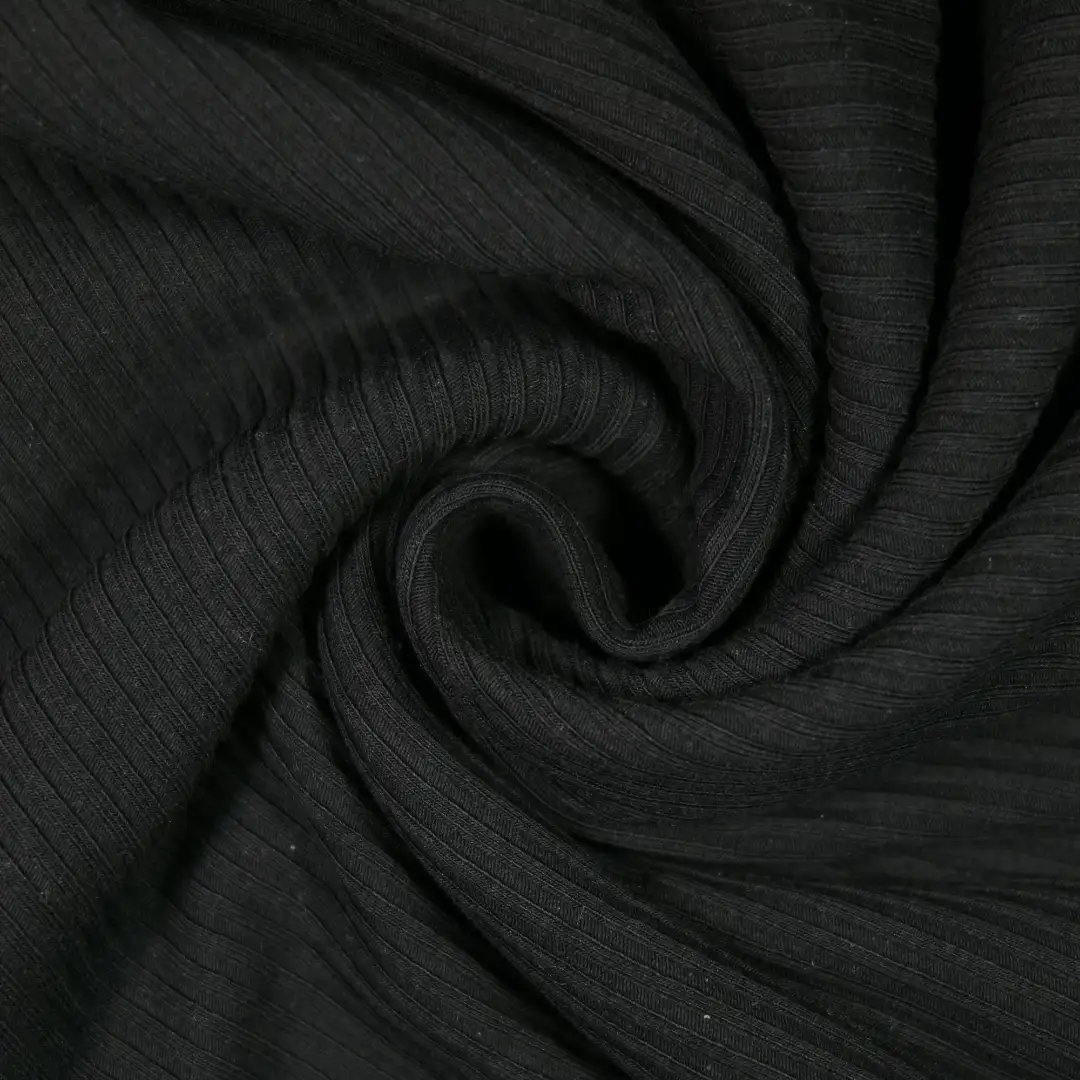 China Fabric for Hoodie,Long Sleeve Base Layer Top,Kids Rounded Cardigan (Sweater) Rib Knit Fabric Polyester Spandex black color buy from China wholesaler bulk order at wholesale price free worldwide shipping Alibaba