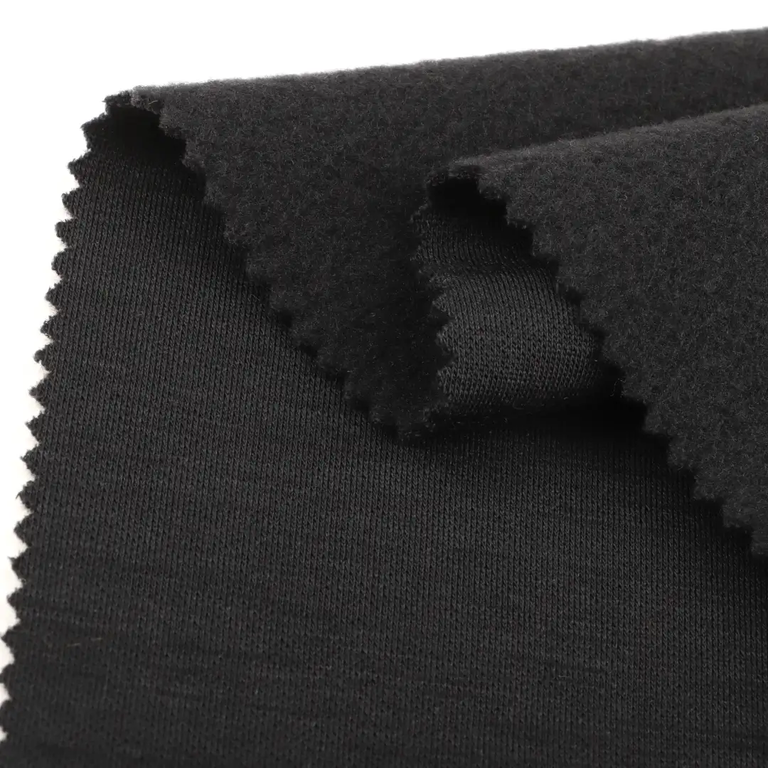 China Fabric for Hoodie,Sweatshirt Fleece Knit Fabric Wool Polyester Elastane black color buy from China wholesaler bulk order at wholesale price free worldwide shipping Alibaba