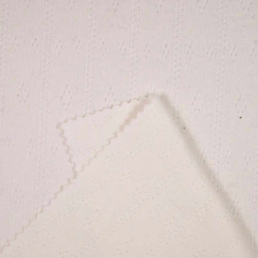 China Fabric for Blouse Jacquard Knit Fabric Cotton Polyester Spandex Beige color buy from China wholesaler bulk order at wholesale price free worldwide shipping Alibaba