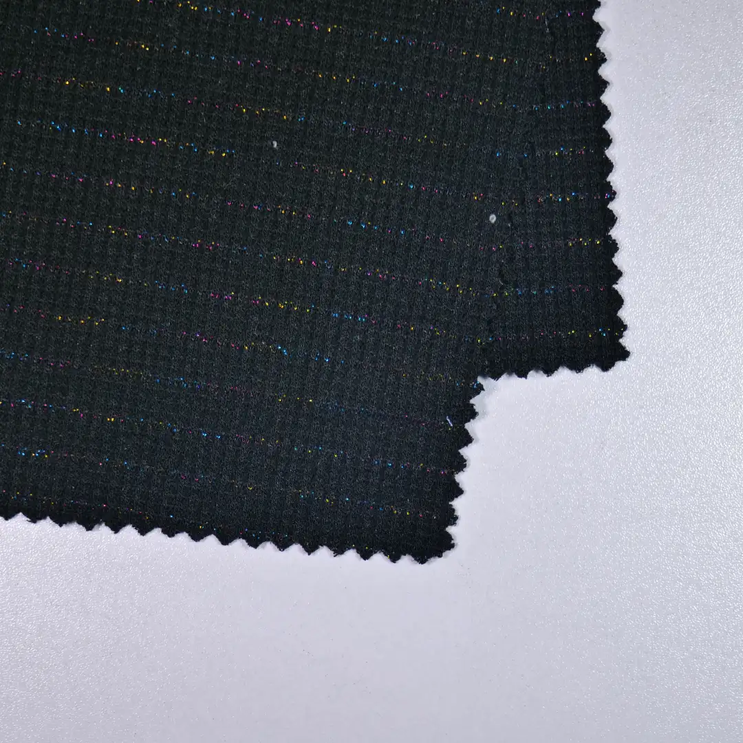 China Fabric for Ladies Vest ,Hoodie   Jacquard Knit Fabric Polyester Rayon Lurex Spandex black color buy from China wholesaler bulk order at wholesale price free worldwide shipping Alibaba