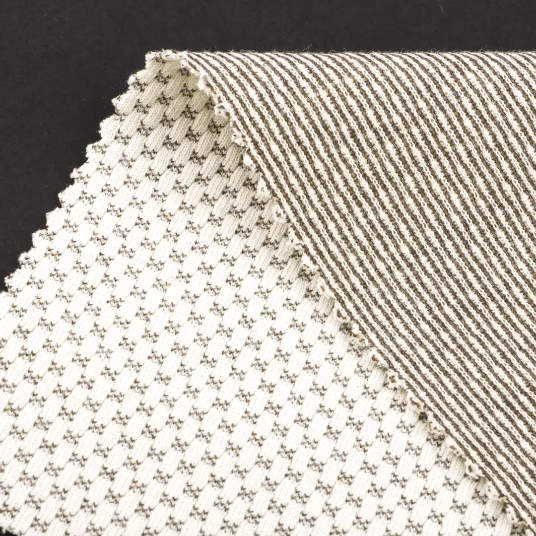 China Fabric for Polo Shirt,Crop Top,Jogger Jacquard Knit Fabric Cotton Polyester Rayon pale brown color buy from China wholesaler bulk order at wholesale price free worldwide shipping Alibaba