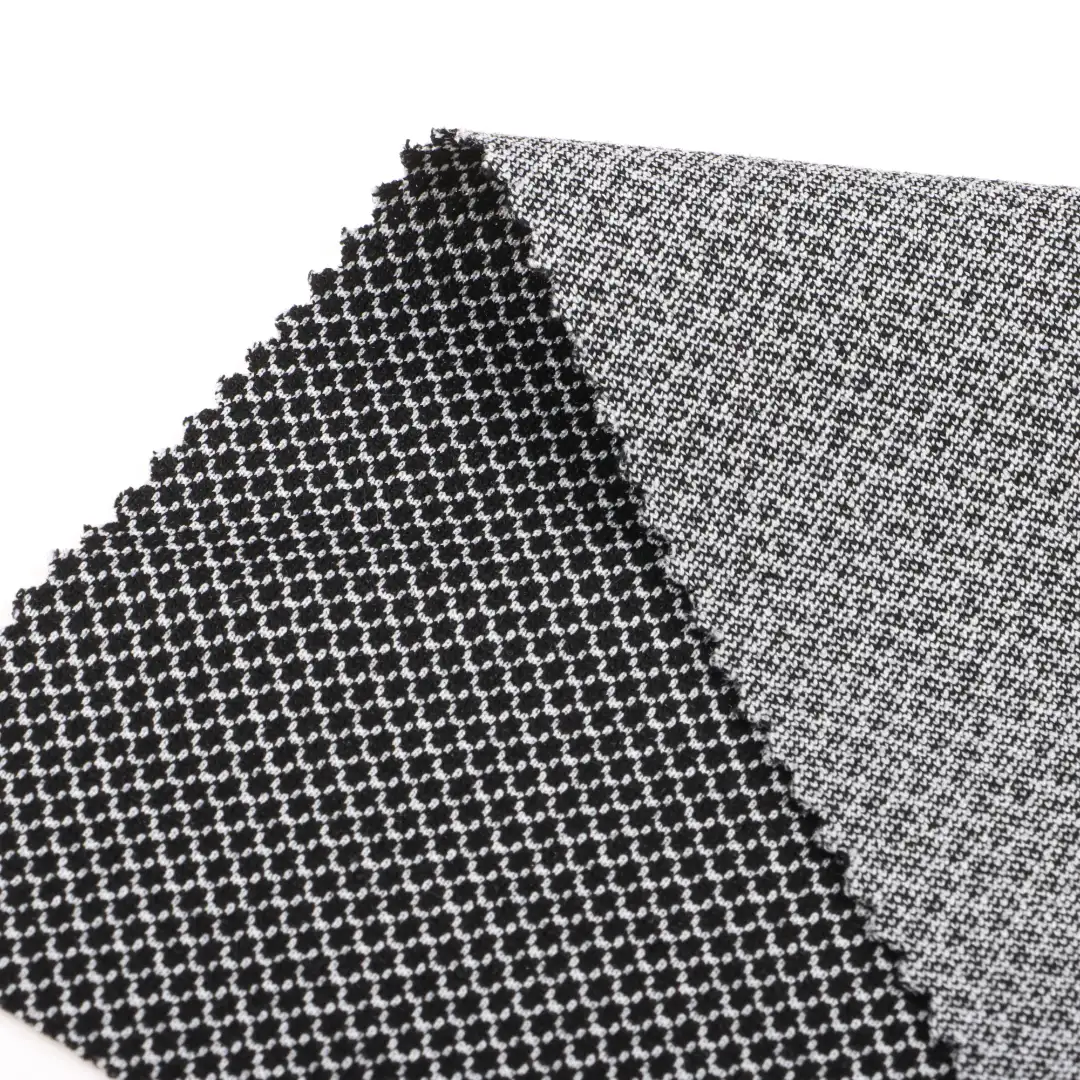 China Fabric for Jackets,Polo Shirt,Crop Top Jacquard Knit Fabric Polyester Rayon Spandex Black and white color buy from China wholesaler bulk order at wholesale price free worldwide shipping Alibaba