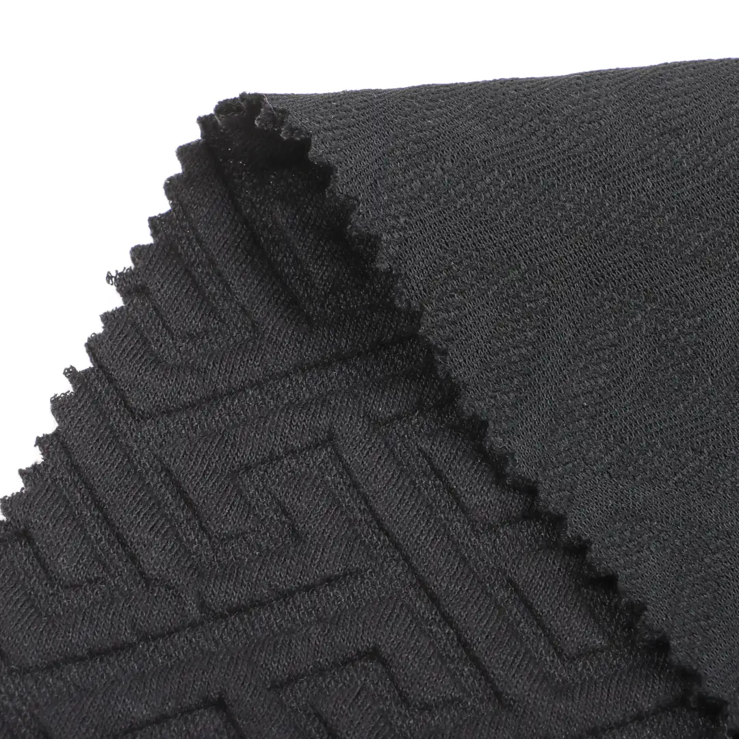 China Fabric for Polo Shirt,Crop Top,Hoodie,Sweatshirt Jacquard Knit Fabric Polyester Spandex BLACK color buy from China wholesaler bulk order at wholesale price free worldwide shipping Alibaba