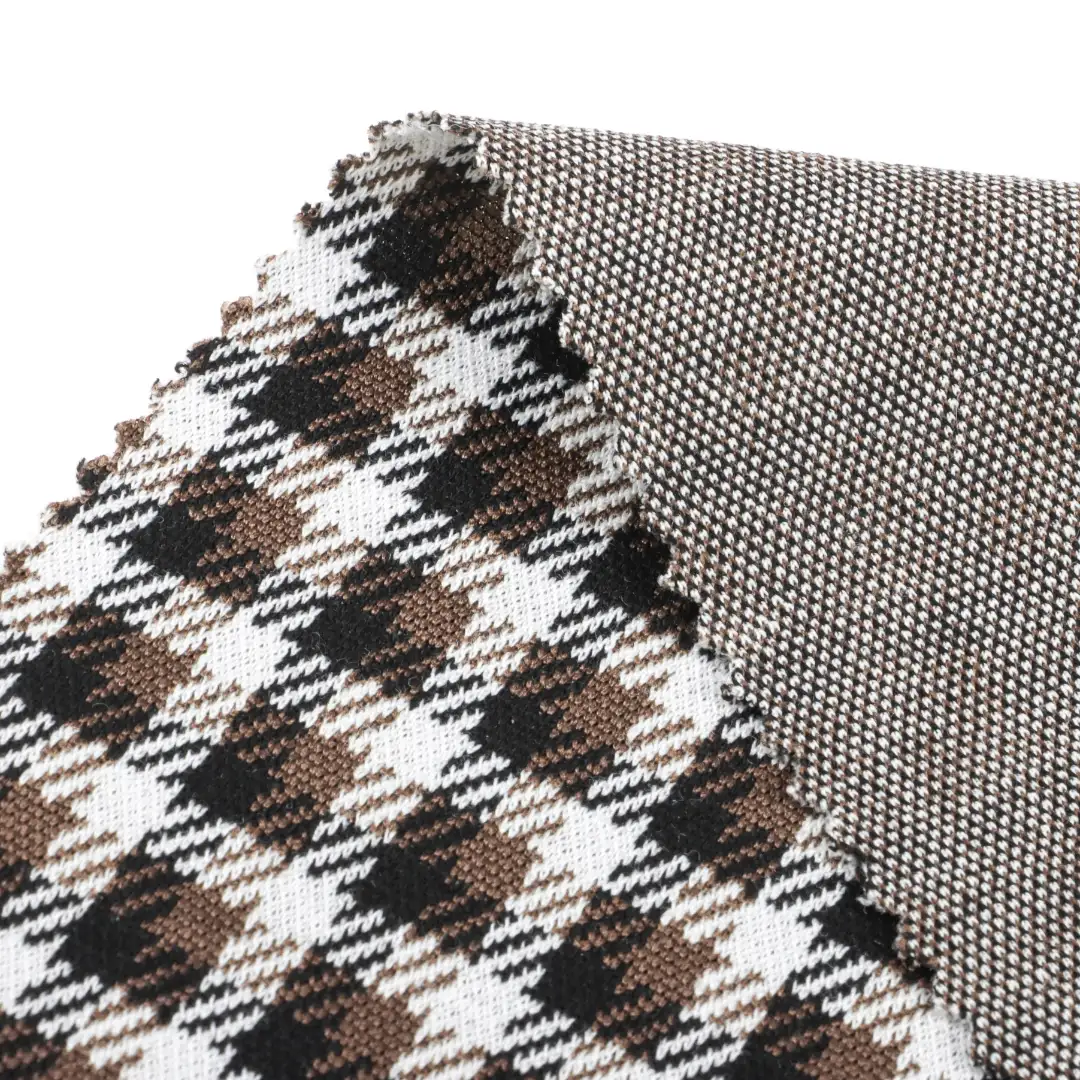 China Fabric for Pants,Crop Top,Hoodie,Full-Zipper Cardigan  Jacquard Knit Fabric Polyester Rayon Spandex Black, white and yellow color buy from China wholesaler bulk order at wholesale price free worldwide shipping Alibaba