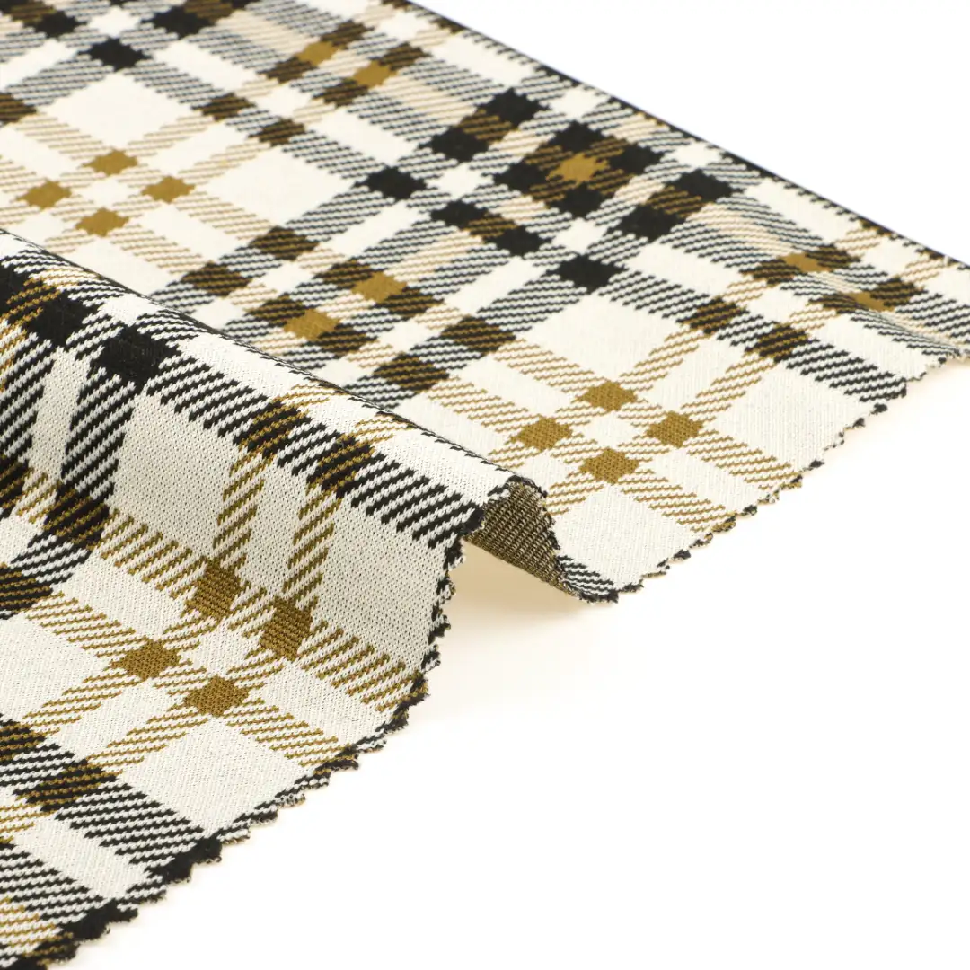 China Fabric for Pants,Jackets,Crop Top,Uniform Jacquard Knit Fabric Polyester Rayon Spandex Black, white and yellow color buy from China wholesaler bulk order at wholesale price free worldwide shipping Alibaba