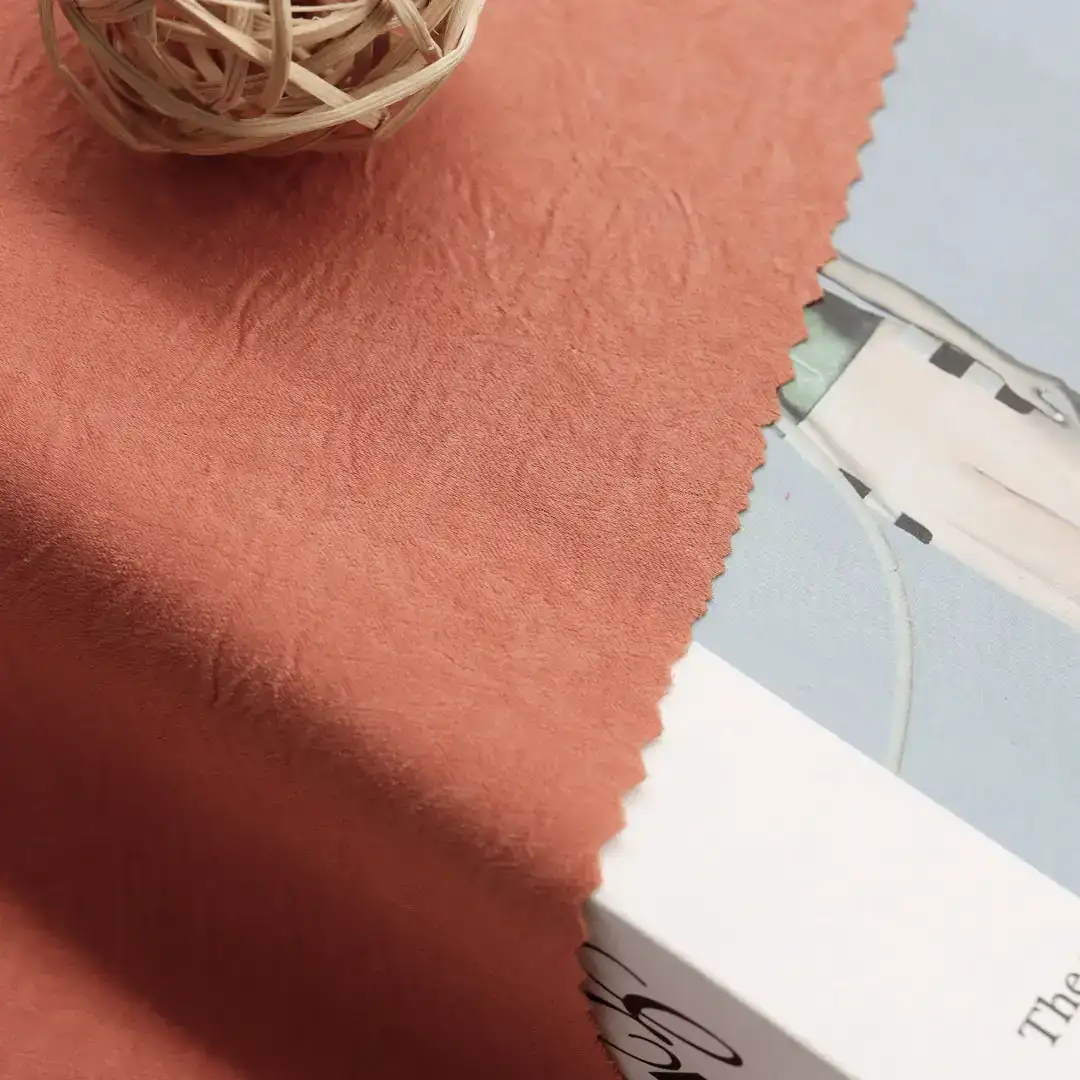 China Fabric for Over Shirt Crepe Synthetic Woven Fabric Polyester Orange-red color buy from China wholesaler bulk order at wholesale price free worldwide shipping Alibaba