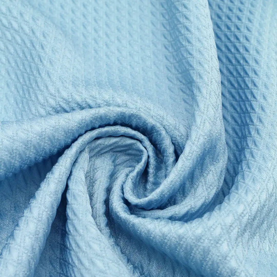 China Fabric for Blouse Jacquard Natural Woven Fabric Acetate Polyester Spandex blue color buy from China wholesaler bulk order at wholesale price free worldwide shipping Alibaba