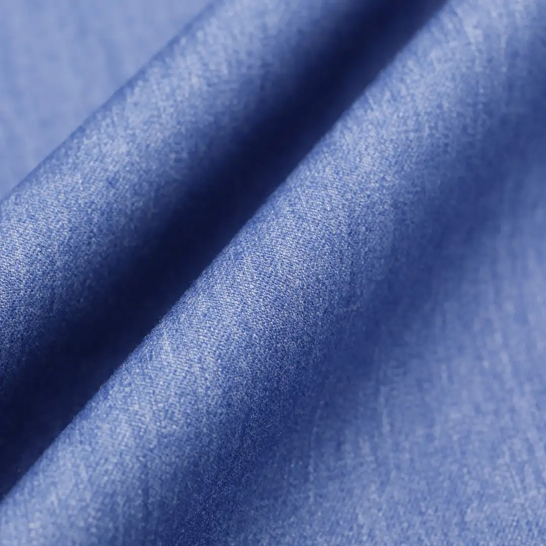 China Fabric for Over Shirt Knit Denim Look Woven Blended Fabric Polyester Rayon Spandex blue color buy from China wholesaler bulk order at wholesale price free worldwide shipping Alibaba